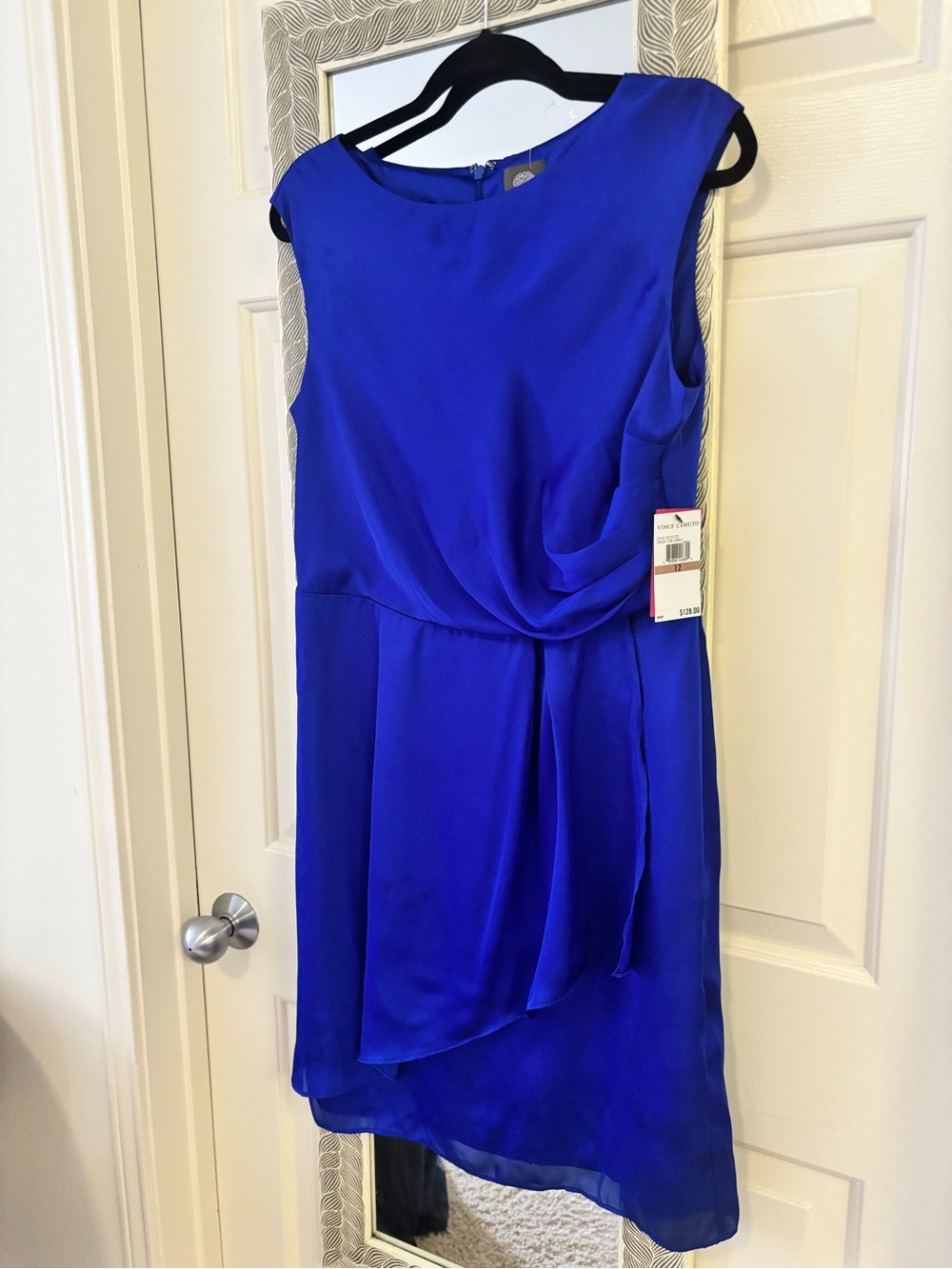 Vince Camuto Cobalt Blue Sleeveless Draped Midi Dress